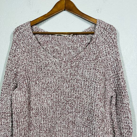 Soft Surroundings Cable Knit V Neck Sweater Mauve - S - Picture 4 of 5